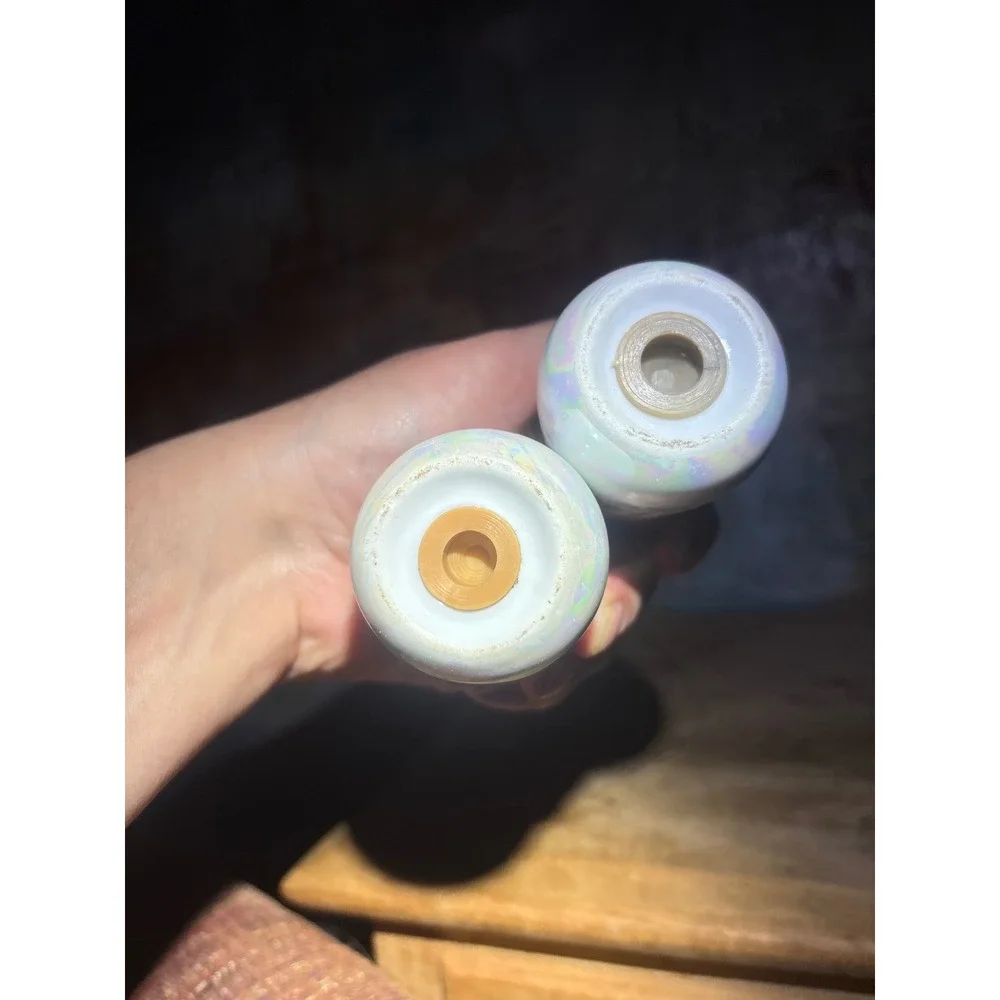 Vintage Gulf Shores AL Iridescent Seashell Salt and Pepper Shakers Oerco Ceramic